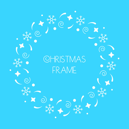 Christmas round frame for Christmas cards, invitations, print and winter design.  illustrationのイラスト素材