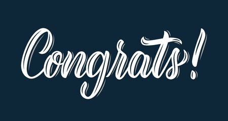Congrats. Modern calligraphy inscription in white ink. Vector illustrationのイラスト素材