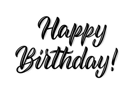 Happy Birthday. Isolated modern calligraphy inscription in black ink. Vector illustrationのイラスト素材