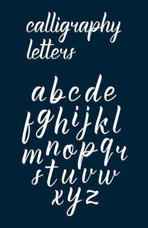 White modern handdrawn latin calligraphy brush script of lowercase letters. Calligraphic alphabet. Vector illustrationのイラスト素材