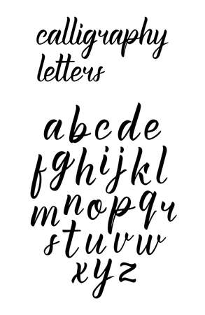 Modern hand drawn latin calligraphy brush script of lowercase letters. Calligraphic alphabet. Vector illustrationのイラスト素材