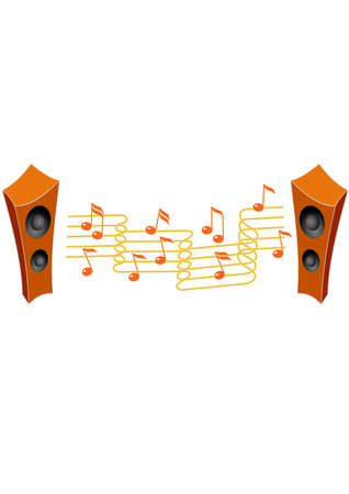 Speakers and notes. Isolated Abstract Background Vector Illustration.のイラスト素材