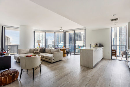 Beautiful photos of the interior of a Apartment. Luxurious, modern living room with cozy furniture and elegant architecture.の写真素材