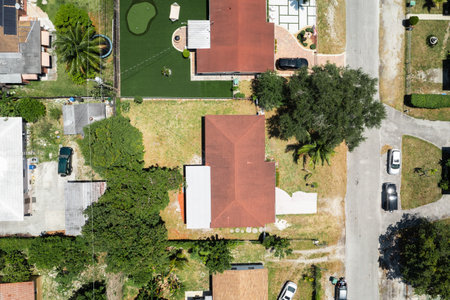 Aerial view of a residential area in Brazil. Drone photography.の写真素材