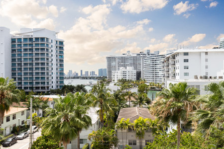 Cityscape of Miami Beach, Florida. Miami Beach is the most populous city in the state of Florida.の写真素材