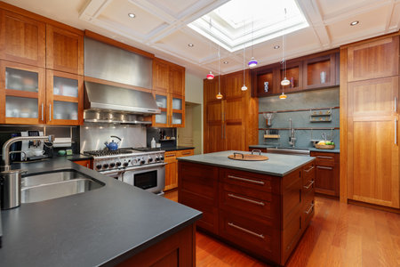 Interior of a modern kitchen in a luxury house. Nobody insideの写真素材