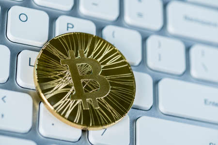 ICO - Initial Coin Offering Bitcoin Digital Electronic Binary Money Financial concept. Bitcoin cash currencies on keyboard. Virtual business conceptの写真素材