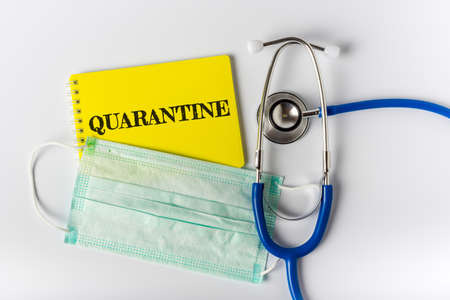 Quarantine - Means to stop the spread of the disease, self-isolation or self-quarantine. Pandemic Covid-19 Coronavirusの写真素材