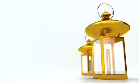 Gold lantern in the right side. ramadan kareem background. islamic wallpaper