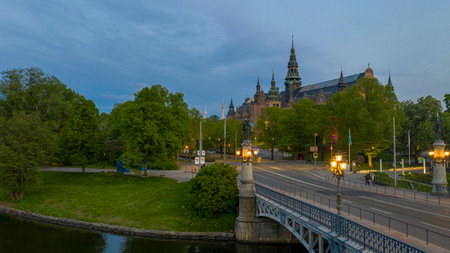 Famous park in the island Djurgarden a sunny spring morning in Stockholm. 2020-05-26. High quality photoのeditorial素材
