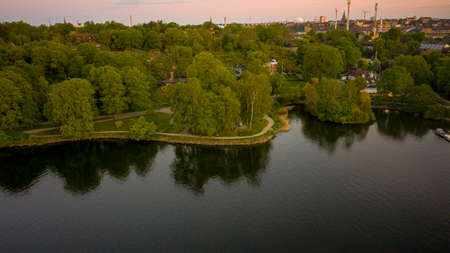 Famous park in the island Djurgarden a sunny spring morning in Stockholm. 2020-05-26. High quality photoのeditorial素材