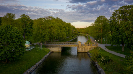 Famous park in the island Djurgarden a sunny spring morning in Stockholm. 2020-05-26. High quality photoのeditorial素材