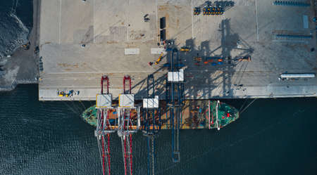 Shipping cranes over seas to Europe and Sweden . High quality photo