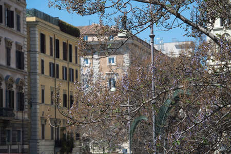 A close up of a street in front of a building in Rome Italy. High quality photoのeditorial素材