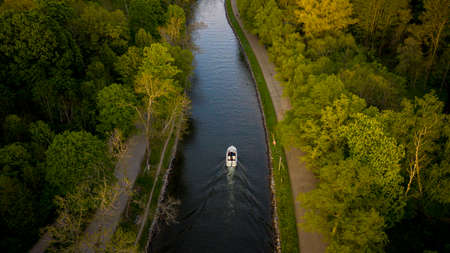 Sunset over canal in a park in Stockholm Sweden. High quality photoのeditorial素材