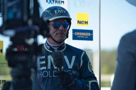 210530 Solvalla - The third place of Elitloppet Gareth Boko with driver Conrad Lugauer trotting event at Solvalla track in Stockholm Sweden. High quality photoのeditorial素材