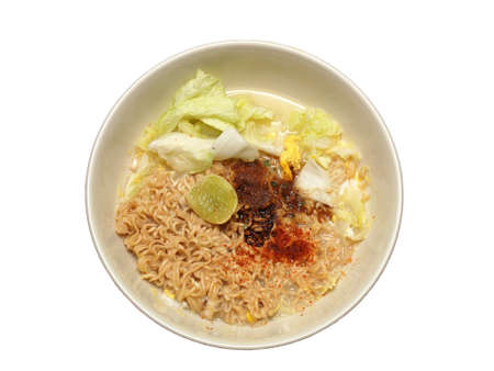 Spicy Instant noodle with egg and vegetable