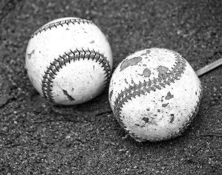 Old Softball ball, monotone colorの写真素材