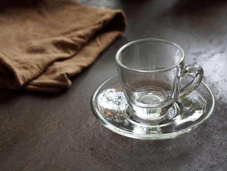 empty small glass cup for espresso coffeeの写真素材