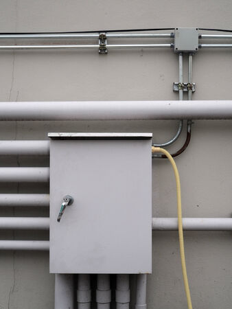 electrical junction box with galvanized conduit pipe connection 