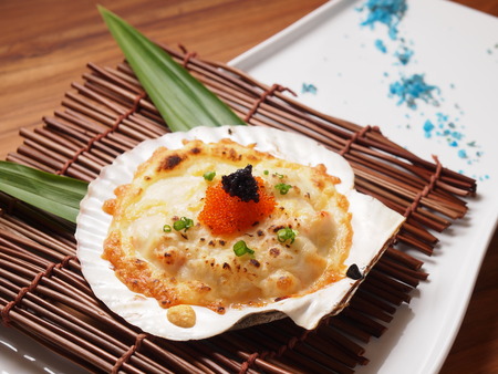 Baked Scallops with Cheese recipeの写真素材
