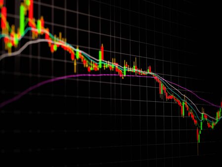 Candle stick graph chart of stock market trading,bearish downtrand, backgroundの写真素材