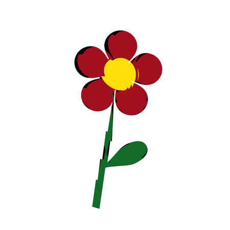 cute flower icon over white background, flat style, vector illustrationの写真素材