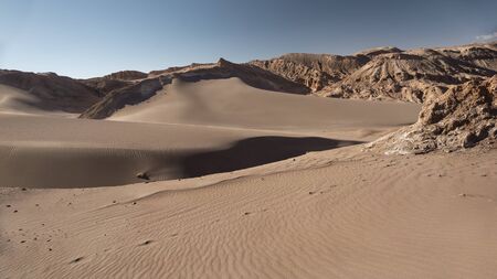 Panoramic view of the Moon Valley at Atacama desertの写真素材