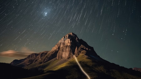 Starry sky over the Matterhorn peak in the evening, Ai Generated.の素材
