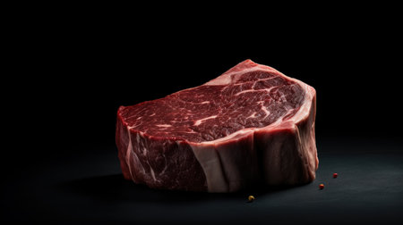 Raw Tenderloin Steak Isolated on Black Background. AI Generated.の素材