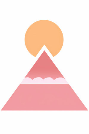 mountain with sun and clouds icon over white background. colorful design. vector illustration. AI Generated.の素材