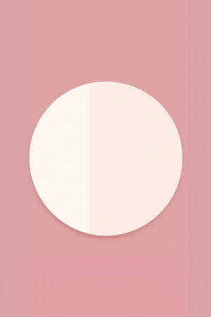 white paper circle on pink pastel color background,retro style. AI Generated.の素材