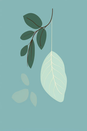 Eucalyptus leaves on blue background. Vector illustration. AI Generated.の素材