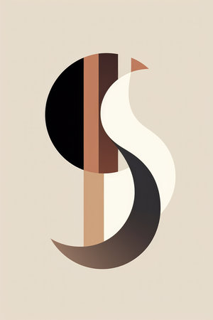 Vector letter S in a minimalist style with brown lines and stripes. AI Generated.の素材