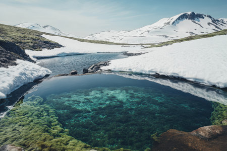 "Discovering Arctic Oasis with Geothermal Springs" cut elements, themed designs.の素材