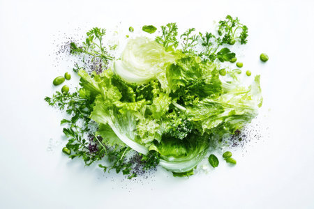 Vibrant Green Lettuce Medley for Fresh Salads "cut elements, themed designs.の素材