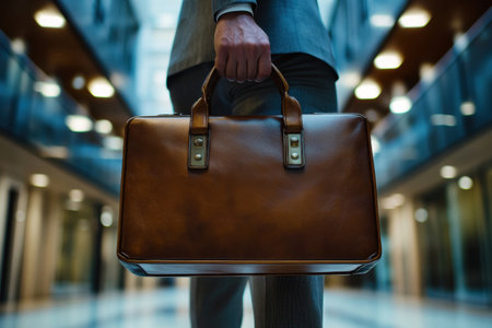 Prepared Lawyer with Briefcase in Professional Settingの素材