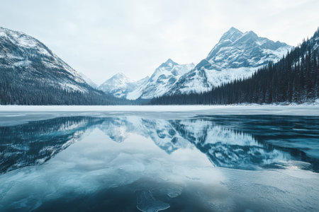 "Majestic Winter Lake with Frosted Ice Formations" cut elements, themed designs.の素材