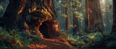 Discover Hidden Caves Among Towering Redwoods "cut elements, themed designs.の素材