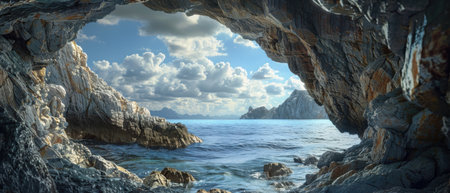 Dramatic Coastal Sea Caves and Vibrant Waves "cut elements, themed designs. Topの素材