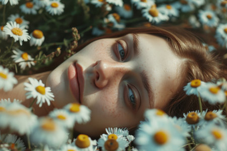 Blissful Serenity Amid Daisies in Dreamy Fields "cut elements, themed designs.の素材