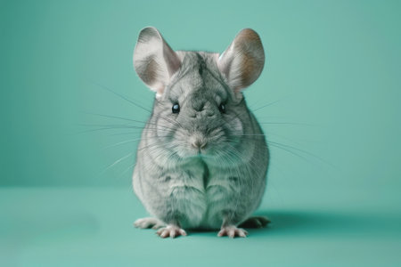 Charming Chinchilla Against Mint Green Backdrop "cut elements, themed designs.の素材