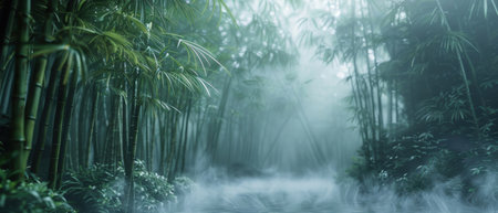 Serene Misty Bamboo Forest Escape "cut elements, themed designs. Top view, highの素材