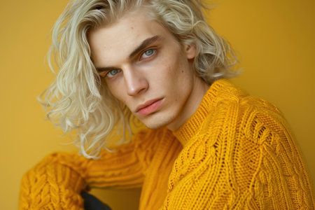 Cozy Sophistication in Mustard Tones Portraiture "cut elements, themed designs.の素材
