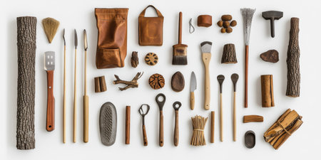 Artistic Display of Polished Campfire Tools "cut elements, themed designs. Topの素材
