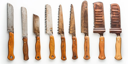 Craftsmanship in Focus: Polished Pruning Saws Display "cut elements, themedの素材