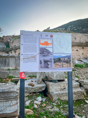 Framed by jagged ancient stones and distant hills under warm evening glow, this informative Pergamon...