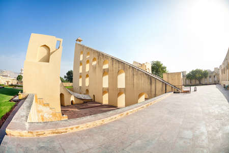 Jantar Mantar observatory complex at blue sky in Jaipur, Rajasthan, Indiaのeditorial素材