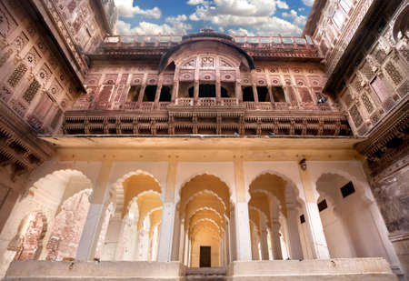 City Palace in Mehrangarh fort at blue sky in Jodhpur, Rajasthan, Indiaのeditorial素材