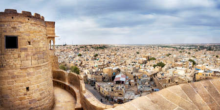 City view from the Jaisalmer fort in Rajasthan, Indiaのeditorial素材